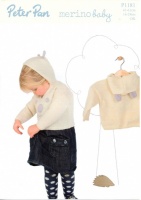 Knitting Pattern - Peter Pan P1181 - Merino Baby DK - Hooded Sweaters